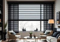 Czarne żaluzje drewniane do stylów glamour, loft i minimalizm Czarne żaluzje drewniane do stylów glamour, loft i minimalizm